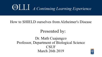 Click to view the video SHIELD yourself from Alzheimer's 3-26-19