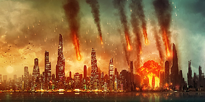 Scene of apocalypse: destruction of a city