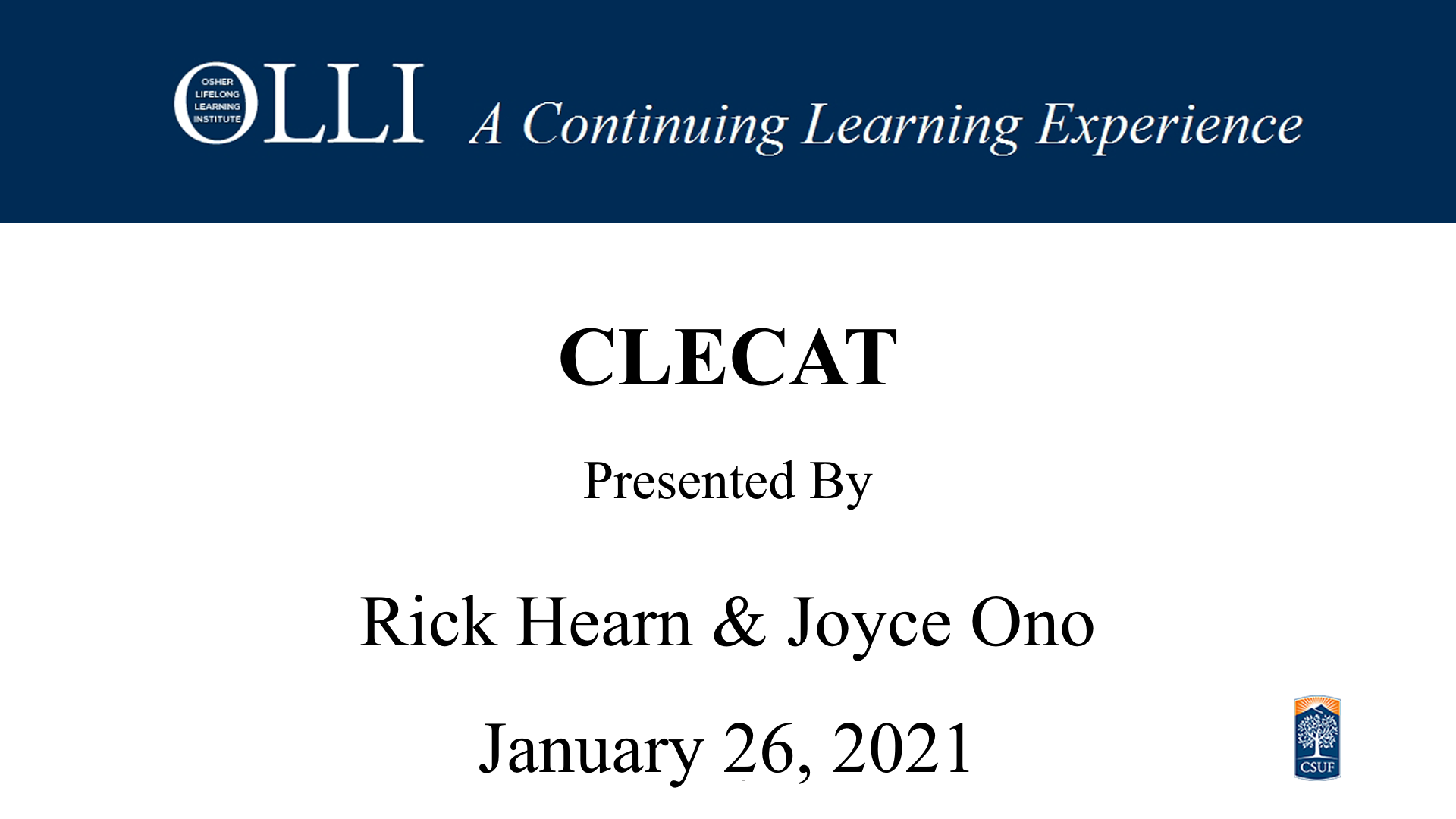 Click here to view CLECAT video