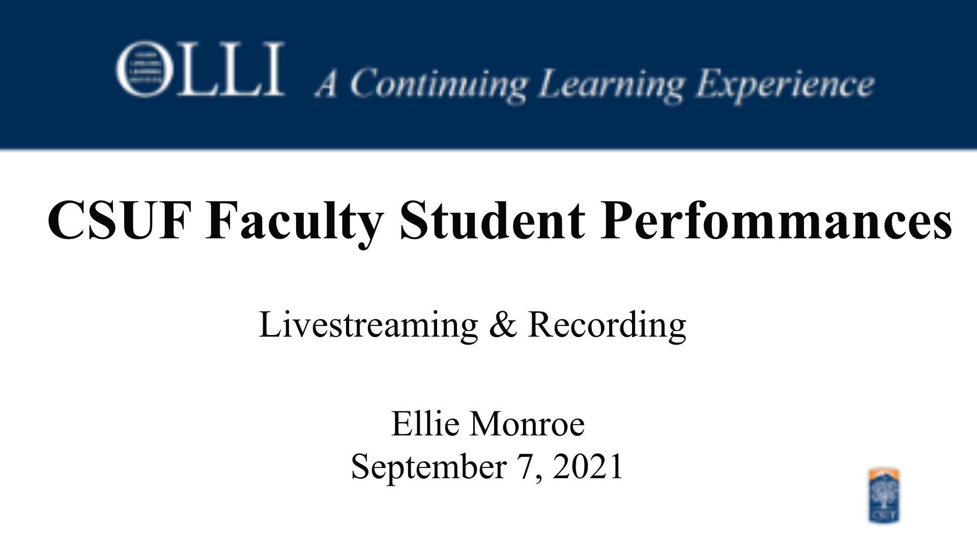 Click here to view the livestream of Faculty Student Performances