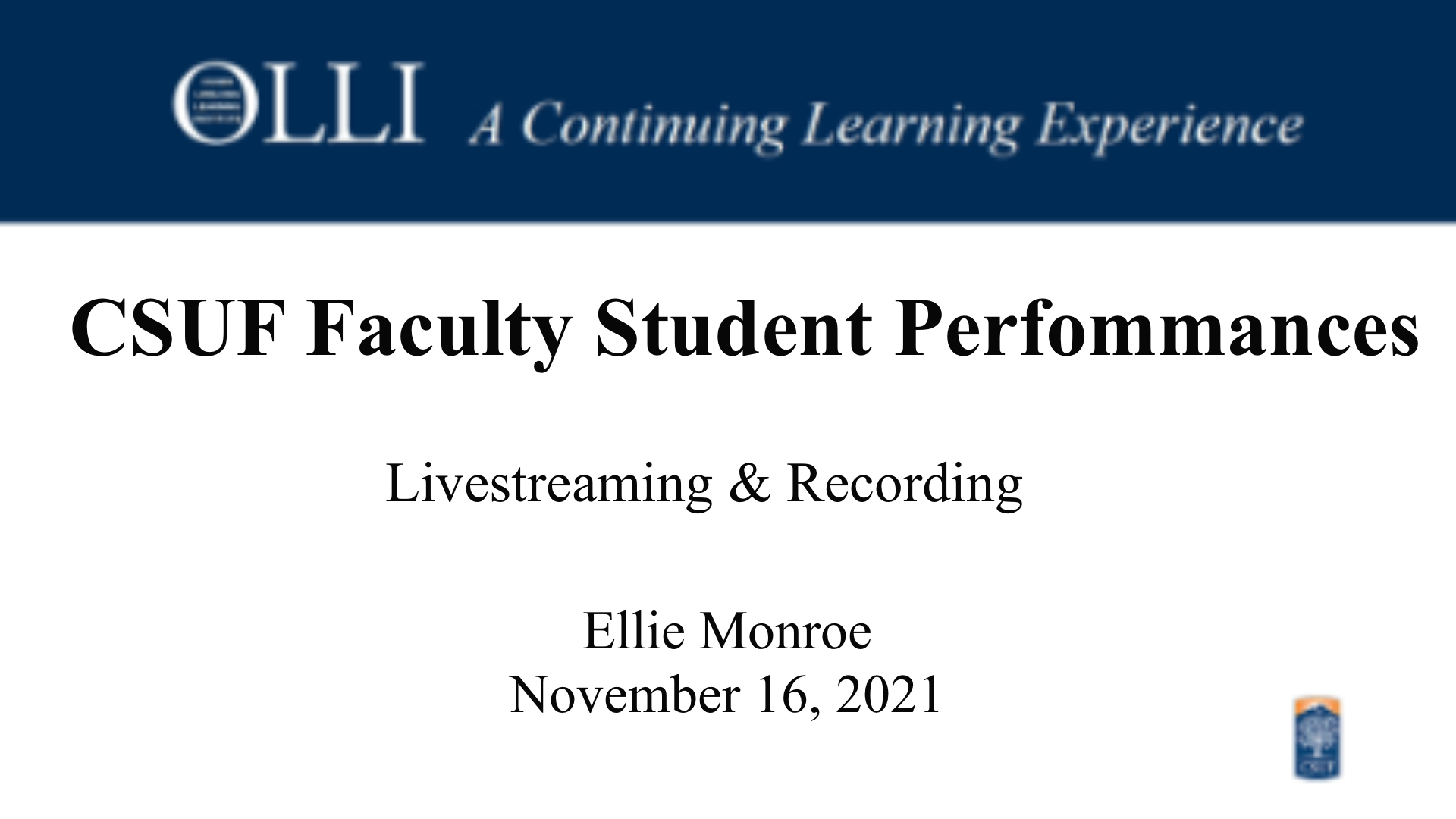 Click here to view the livestream of Faculty Staff Performances
