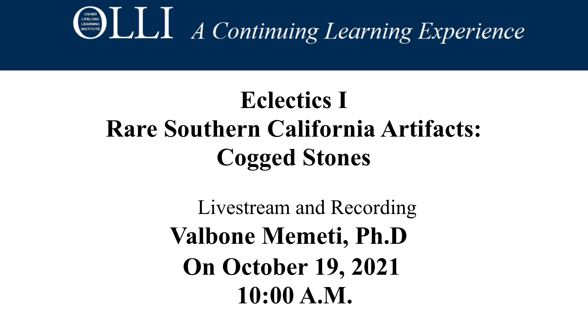 Click here to view the livestream of Eclectics I - Rare Suthern California Artifacts