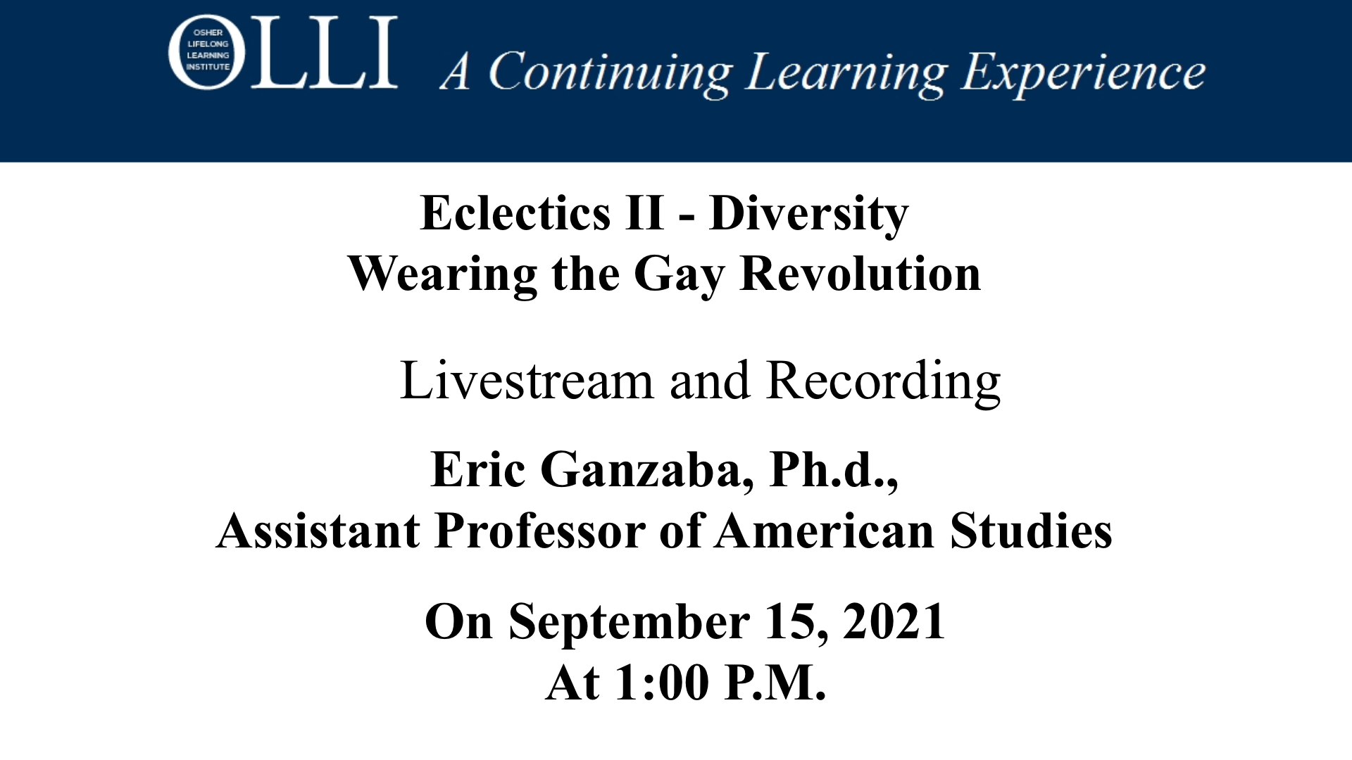 Click here to view livestream on Eclectics II - Diversity