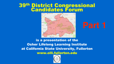 Click here for video 39th Congressional Forum Part 1